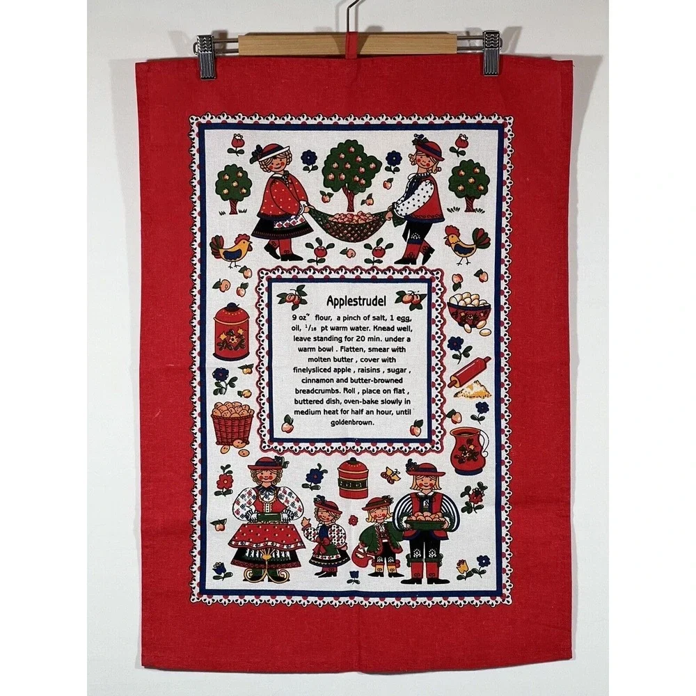 Applestrudel Linen Tea Towel Kitchen Dish Cloth Minimalist Farmhouse Decor